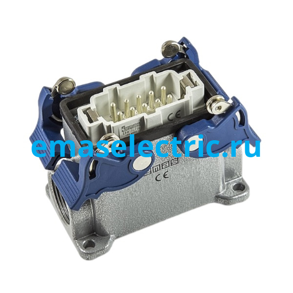 EBM10FD24 Кожух со штепселем металлический, 10 полюсов, 16A, двусторонний ввод (PG 16), IP65