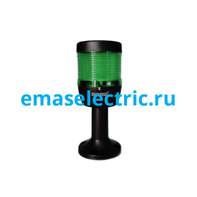 IK71F220XM01Y Сигнальная колонна 70мм, одноцветная (зеленый цвет), стробоскоп FLESH, пласт. патрубок 100мм с основанием, 220В AC, IP40