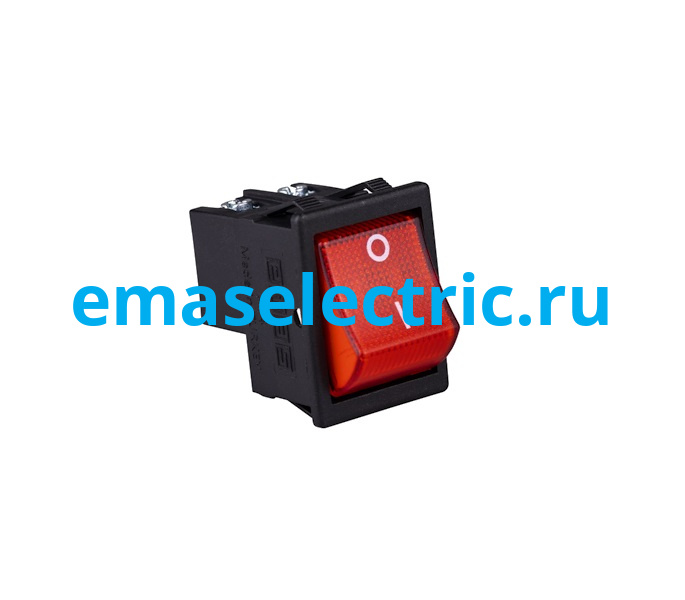 A14B6K11 Тумблер клавишный 30*22мм.(0-1) красный с подсветкой (2НО) с защищенным винтом