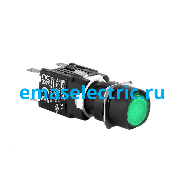 D102YDY Кнопка круглая (1НО+1НЗ), зелёный цвет, серия D (250В AC, 1,5А), IP50