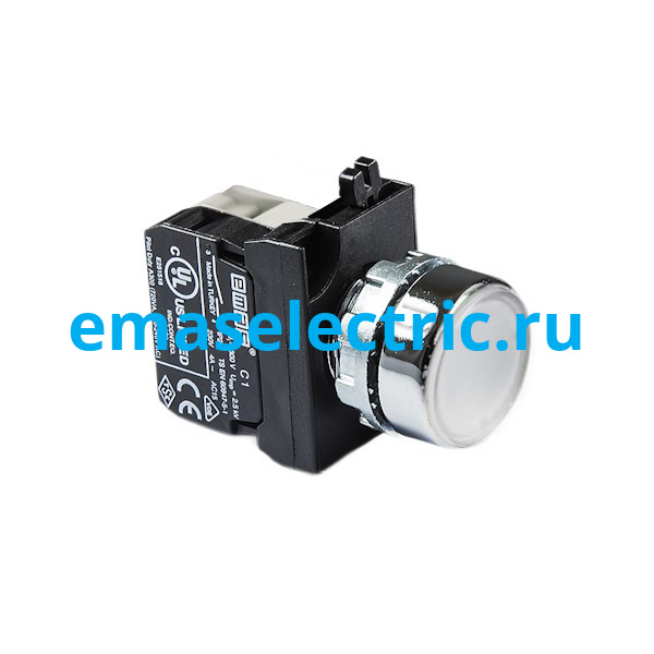 CM150DB Кнопка нажимная круглая с подсветкой-светодиод 12-30V AC/DC белая (1НО)