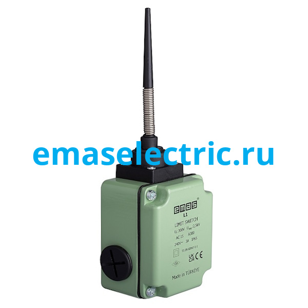 L1K13SOP101 Концевой выключатель, привод металлическая пружина и пластиковым наконечником-конусом (1НЗ+1НО, мгновенное сраб.), серия L1, алюминиевый корпус (240В AC, 3А), IP65