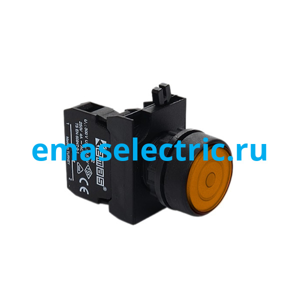 CP100FS Кнопка с фиксацией (1НО), жёлтый цвет, серия CP (250В AC, 4А), IP65