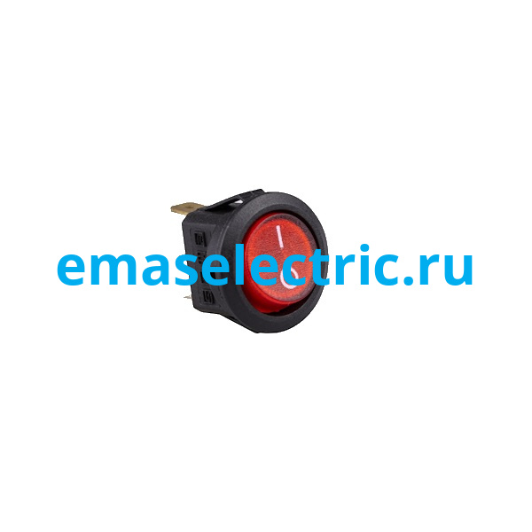 A71B1K11 Выключатель клавишный Ø22мм с подсветкой (1НО), чёрный корпус, красный цвет клавиши, маркировка 0-1, подкл. клемма (250В AC, 16А), IP65
