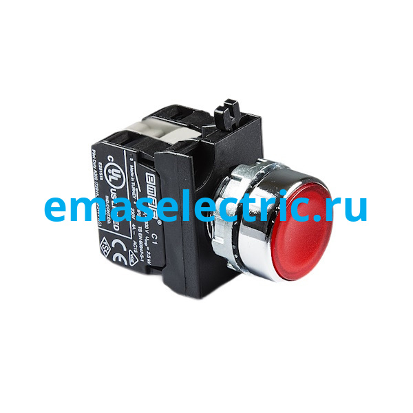 CM162DK Кнопка нажимная круглая с подсветкой-светодиод 12-30V AC/DC красная (1НО+1НЗ)