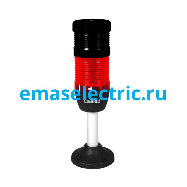 IK51F024ZM03 Сигнальная колонна 50мм, одноцветная (красный цвет), с зуммером, стробоскоп FLESH, алюм. патрубок 100мм. с основанием, 24В AC/DC