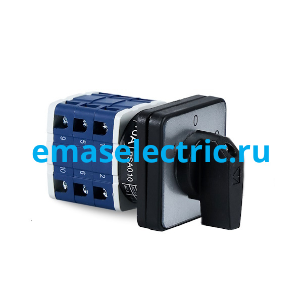 PSA010KD334S Переключатель полюсов 10А (1-0-2) 60˚, 3 полюса, рамка 48х48мм, 400В AC, IP54