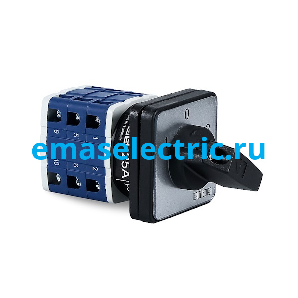PSA025MS334S Кулачковый переключатель 25A, 3 фазы, 60°, 3 положения (1-0-2), 48*48