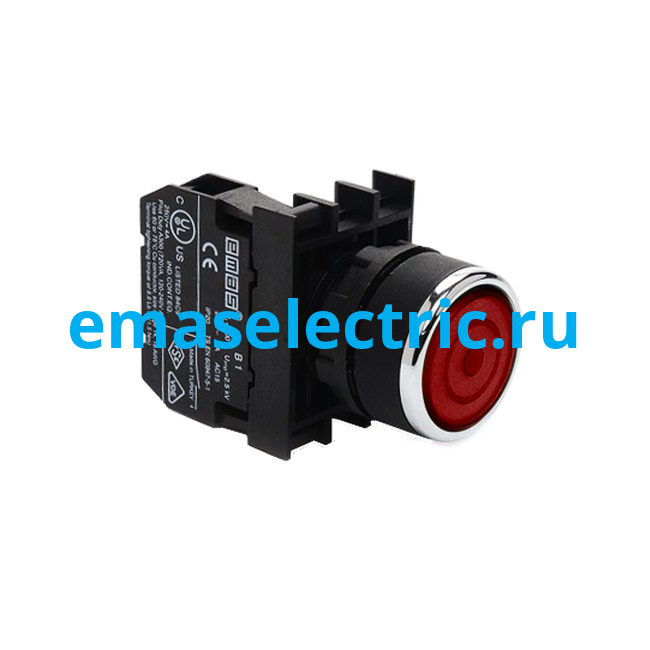 B100FK Кнопка с фиксацией (1НО), красный цвет, серия B (250В AC, 4А), IP50 B100FK Кнопка с фиксацией (1НО), красный цвет, серия B (250В AC, 4А), IP50