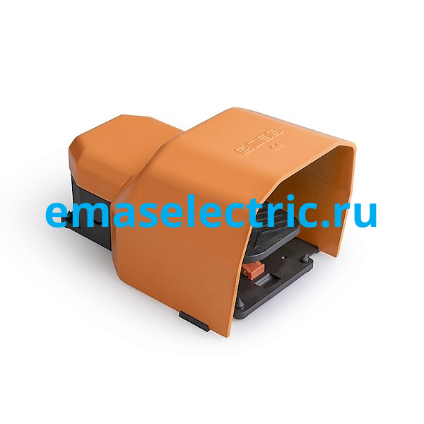 PDKS11GX12T Педаль одиночная, 2x(2НО+2НЗ), 2 скорости, с фиксацией, с защитным кожухом (алюминий) оранжево цвета, (250В AC, 4А), IP65