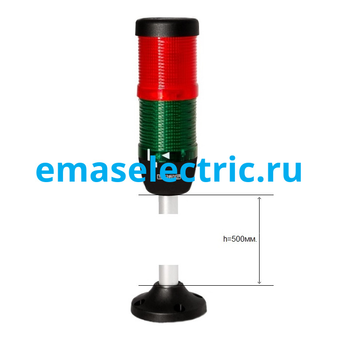 IK52L024XM04 Cветовая колонна Ø50мм/ красная, зеленая, LED (024V AC/DC) на алюм. подставке h=500мм.