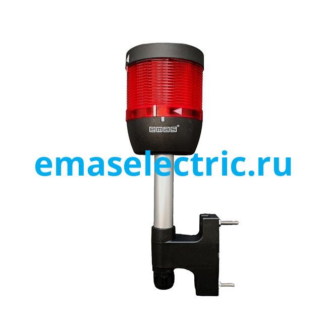 IK71L024XD43E Сигнальная колонна 70мм, одноцветная (красный цвет), светодиод LED, настенное крепление, нижний кабельный ввод, с алюм. патрубком 100мм., 24В AC/DC, IP65