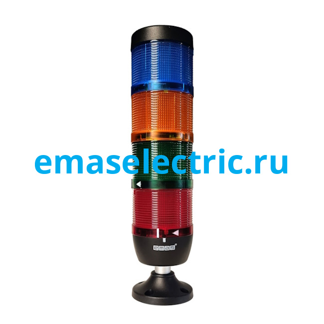 IK74L024XM02 Сигнальная колонна 70мм, одноцветная (красный, зеленый, желтый, синий цвет), светодиод LED, алюм. патрубок 20мм. с основанием, 24В AC/DC, IP40
