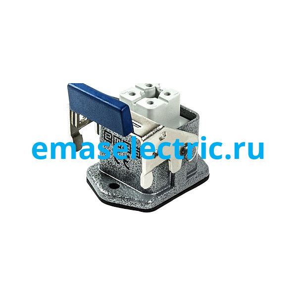 EBM04PM46 Кожух с гнездом (монтаж на перегородке) металлический, 4 полюса, 10A, нижний ввод, фиксаторы металл, IP65