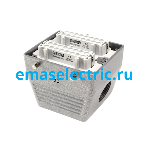 EBM32PU10 Кожух со штепселем металлический, 32 полюса, 16A, боковой ввод (PG 21), IP65