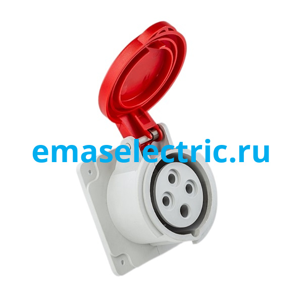 ECE416V5PM Корпус с гнездом, монтаж на перегородке 4*16 A (3P+E), стандарт CEE NORM, винтовое подключение (380-415В AC), IP44