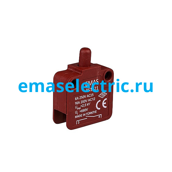 BS1021 Мини-выключатель, привод пластиковый плунжер (1НЗ, с задержкой), пластиковый корпус (250В AC, 16А), IP50