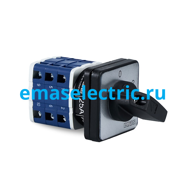 PSA025KD334S Переключатель полюсов 25А (1-2) 60˚, 3 полюса, рамка 48х48мм, 400В AC, IP54