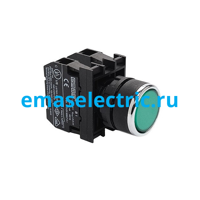 B102DY Кнопка (1НО+1НЗ), зелёный цвет, серия B (250В AC, 4А), IP50